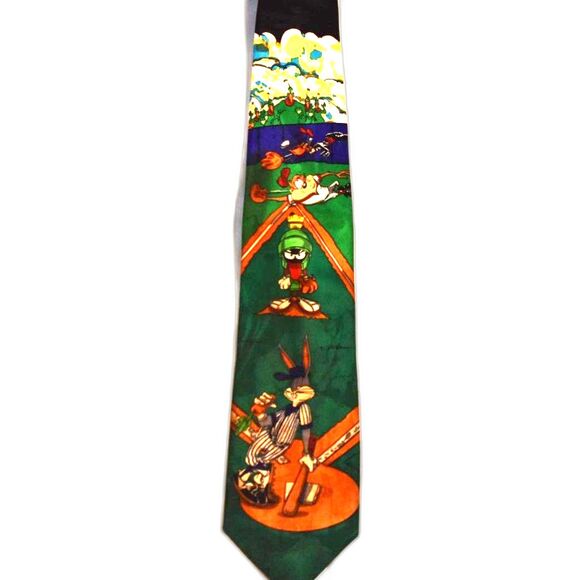 1993 Vintage Looney Tunes Mania Bugs The Home Run Silk Tie - Picture 1 of 4